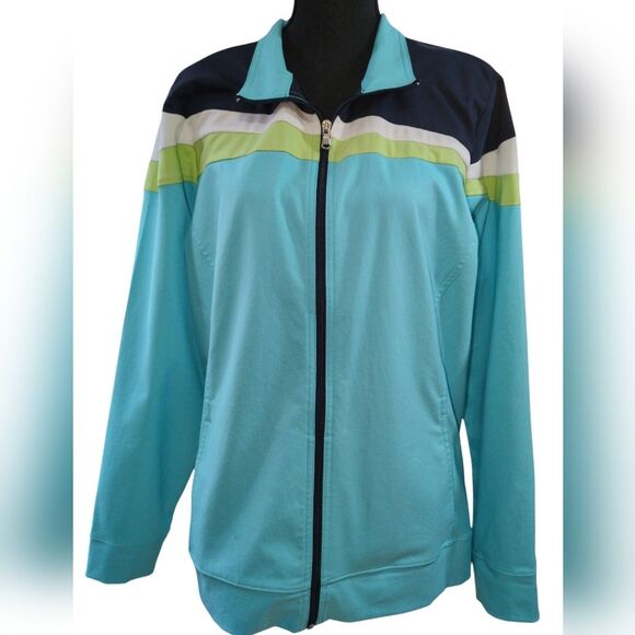 Made for Life Jacket Lightweight Womens Plus Size 2X Front Zip Aqua Blue Pockets - Picture 1 of 5